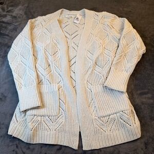 Maurices Cream Open Front Cable Knit Long Cardigan Sweater Women's Medium NWT